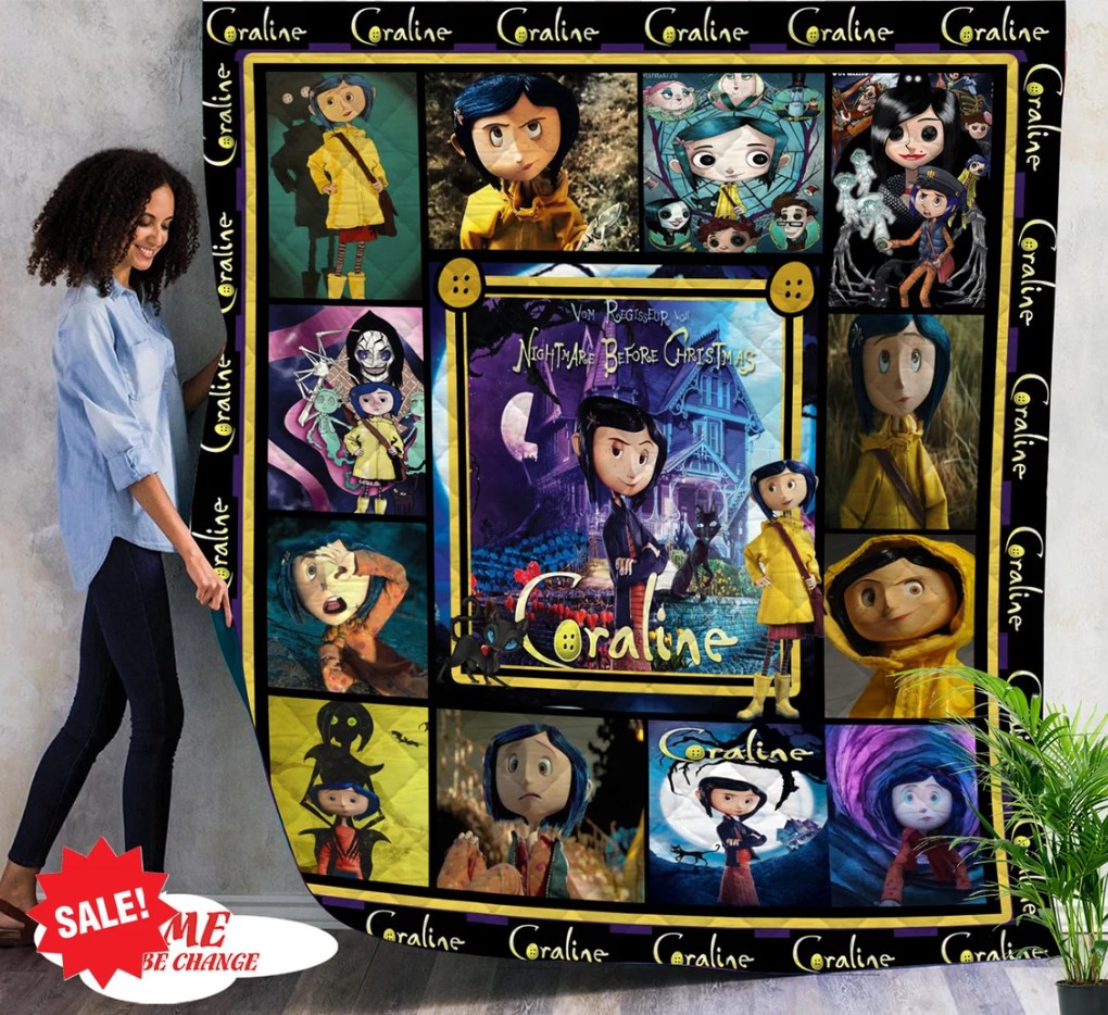 Personalized Coraline Movie Quilt Blanket Coraline Movie Coraline Fan Gifts Coraline Fleece Blaaket Custom Name Blanket